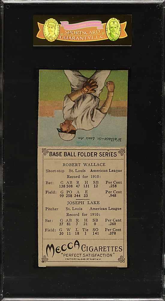 1911 T201 Mecca Double Folders Bobby Wallace/Lake SGC EX+ 70