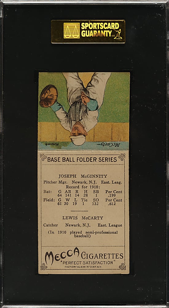 1911 T201 Mecca Double Folder Joe McGinnity/McCarty SGC EX+ 70