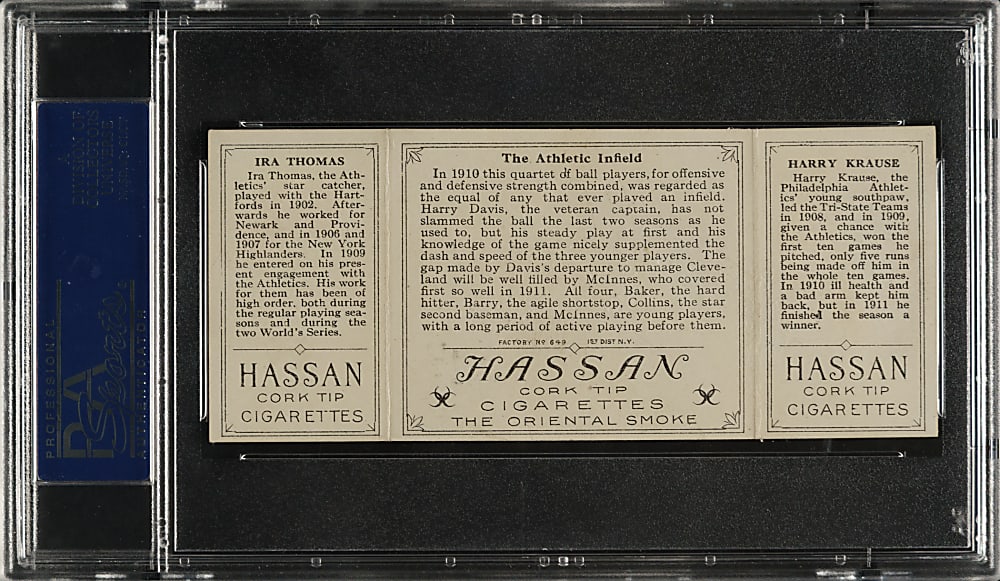 1912 T202 Hassan Triple Folder "The Athletic Infield" Thomas/Krause PSA EX 5