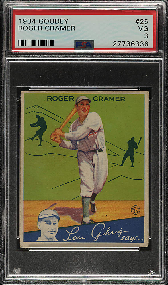 1934 R320 Goudey #25 Roger Cramer PSA VG 3