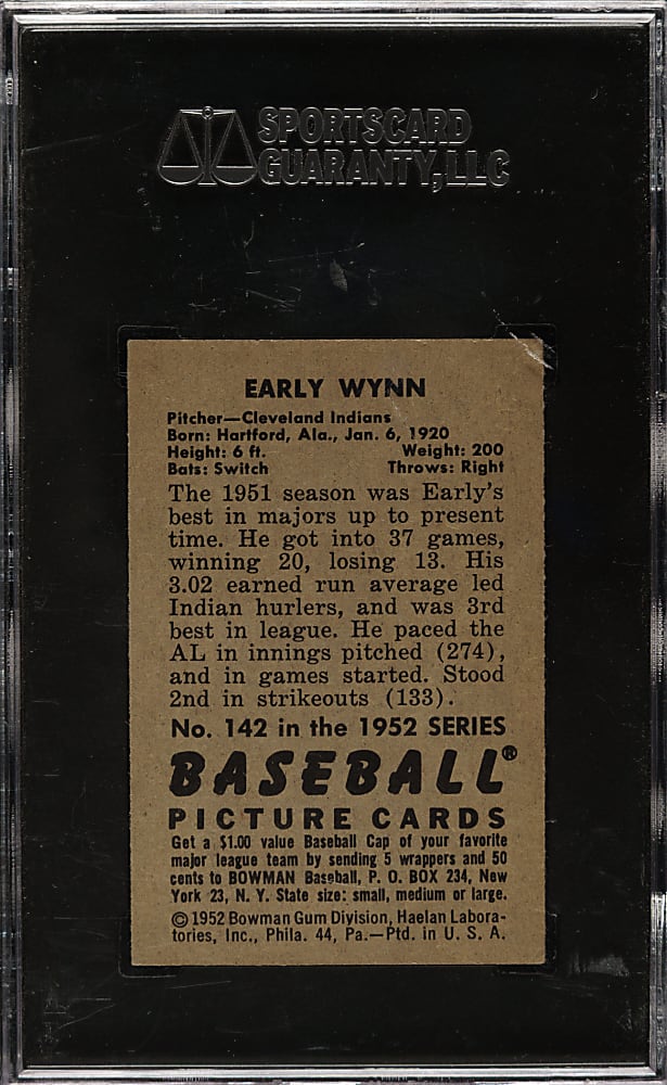 1952 Bowman #142 Early Wynn SGC EX 60