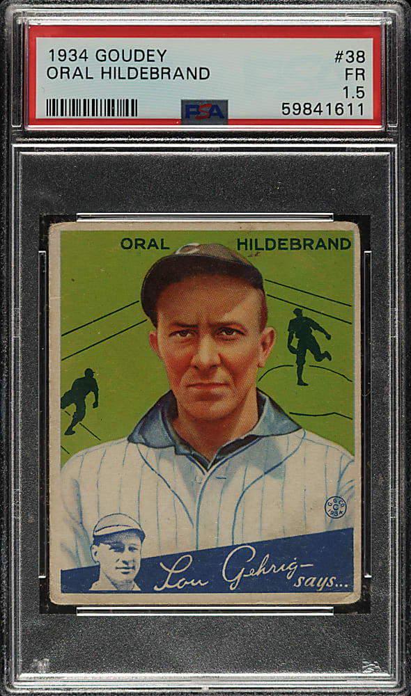 1934 R320 Goudey #38 Oral Hildebrand PSA FAIR 1.5