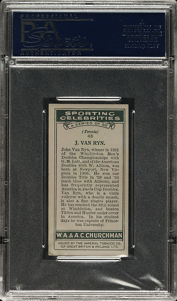 1931 W. A. A. C. Churchman "Sporting Celebrities" #48 John Van Ryn PSA EX 5