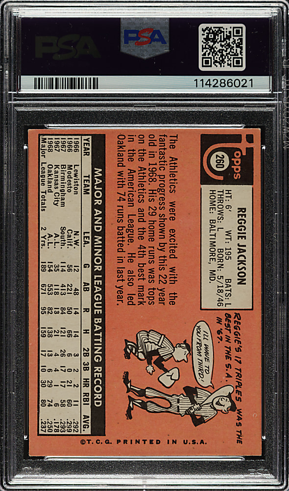 1969 Topps #260 Reggie Jackson Rookie PSA EX 5