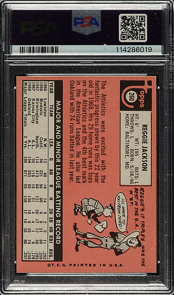 1969 Topps #260 Reggie Jackson Rookie PSA EX 5