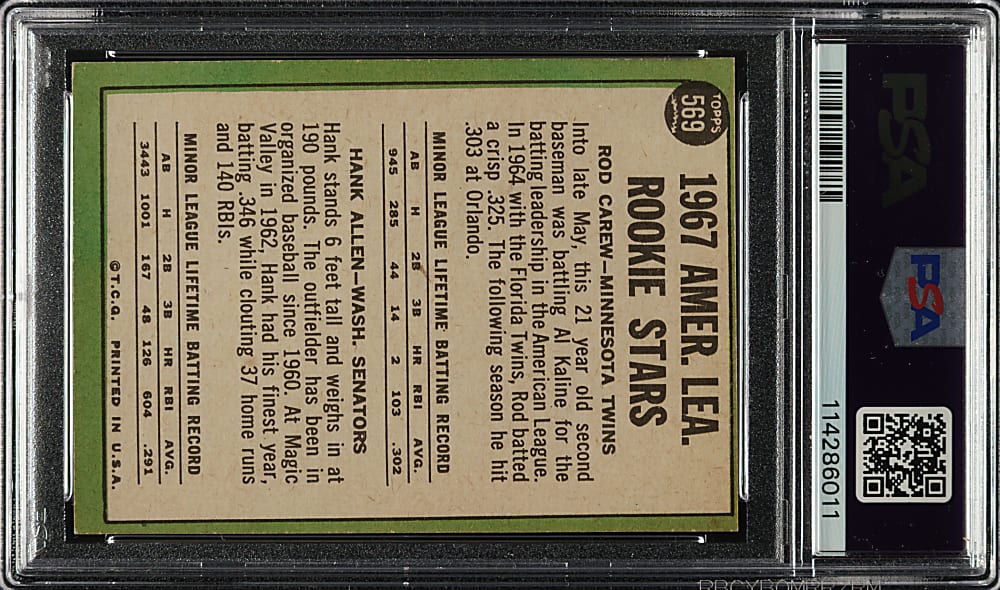 1967 Topps #569 Rod Carew Rookie PSA EX-MT 6