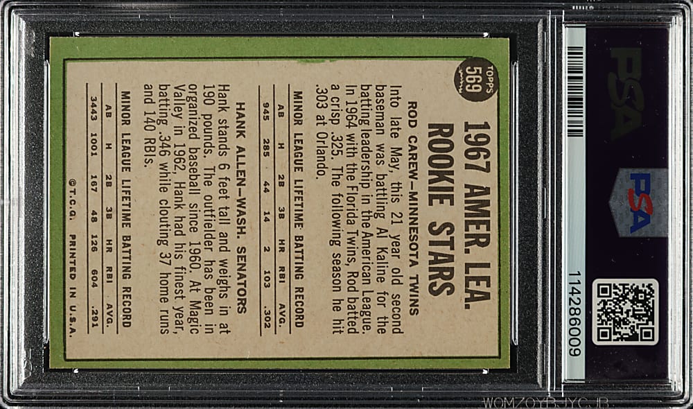 1967 Topps #569 Rod Carew Rookie PSA EX 5