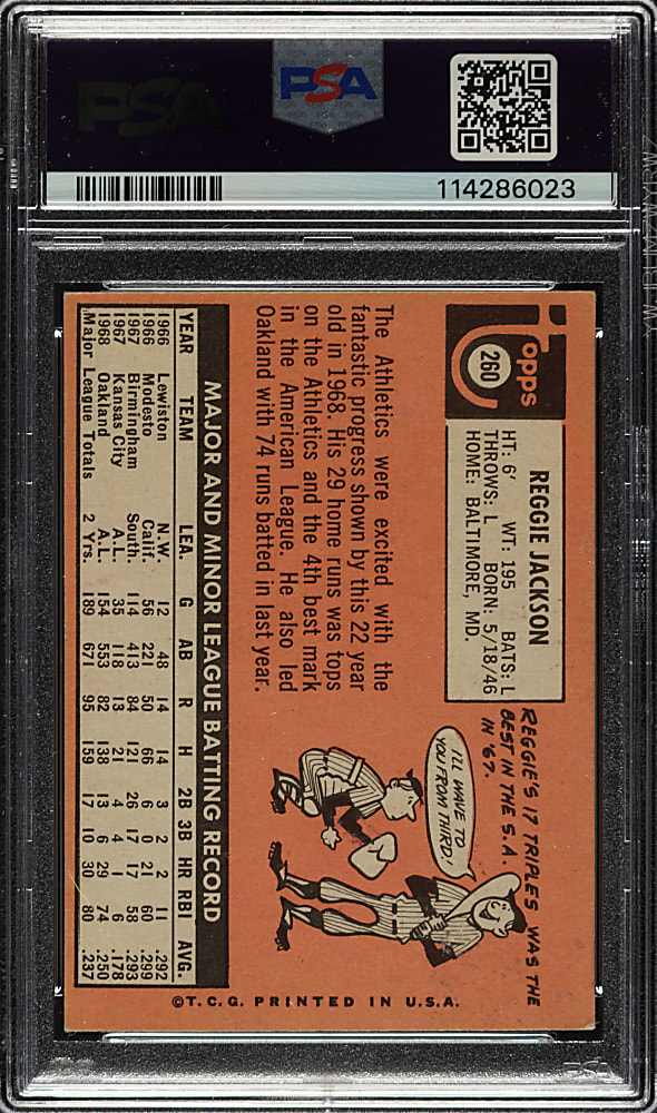 1969 Topps #260 Reggie Jackson Rookie PSA EX 5