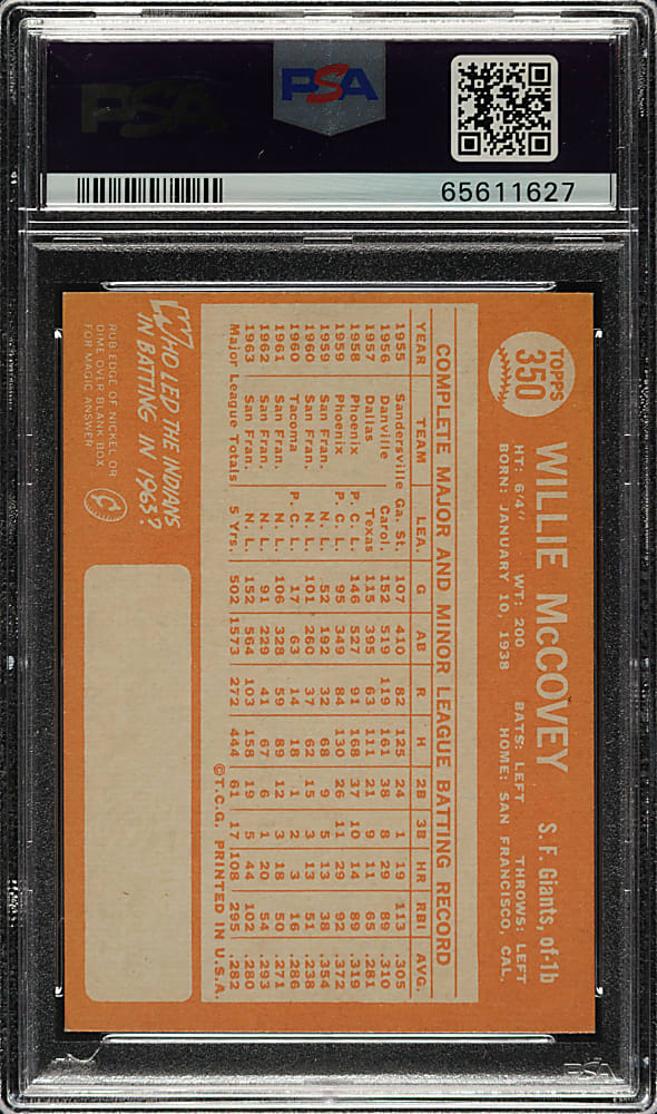 1964 Topps #350 Willie McCovey PSA NM-MT 8