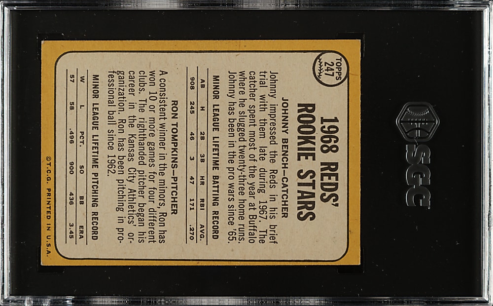 1968 Topps #247 Johnny Bench Rookie SGC VG/EX+ 4.5