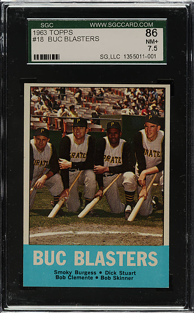 1963 Topps #18 Buc Blasters with Roberto Clemente SGC NM+ 86