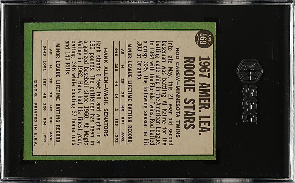 1967 Topps #569 Rod Carew Rookie SGC EX 5