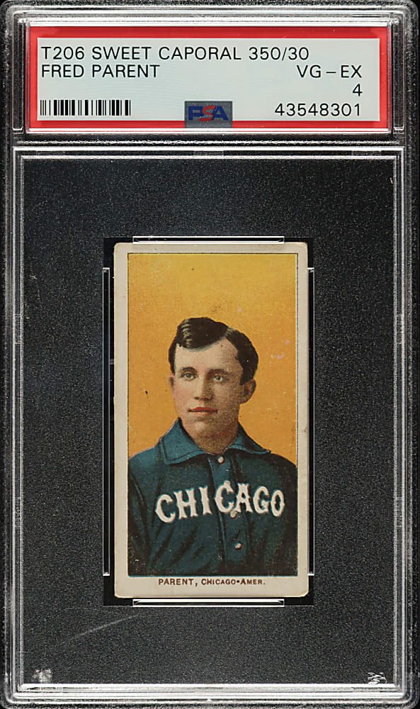 1909-1911 T206 White Border Fred Parent PSA VG-EX 4