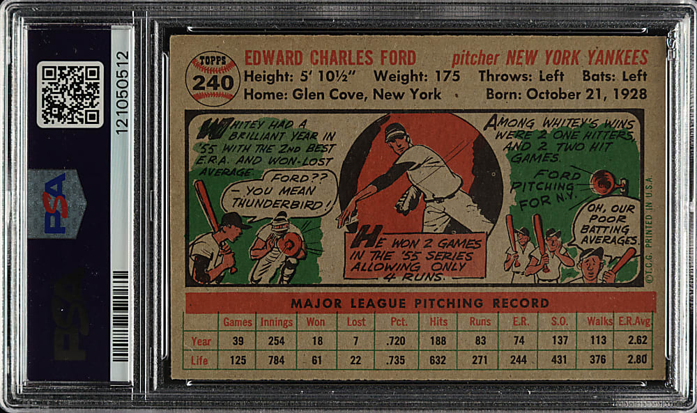 1956 Topps #240 Whitey Ford PSA EX 5