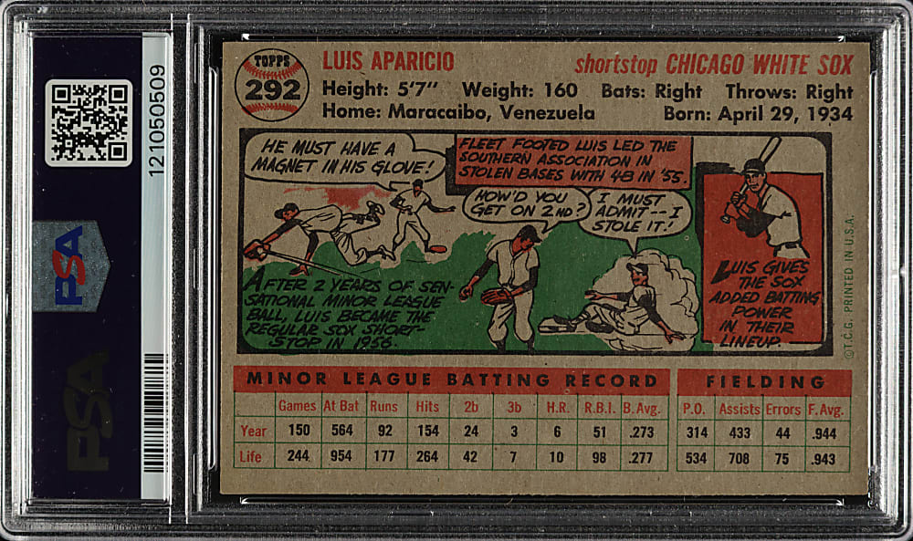 1956 Topps #292 Luis Aparicio Rookie PSA EX-MT 6