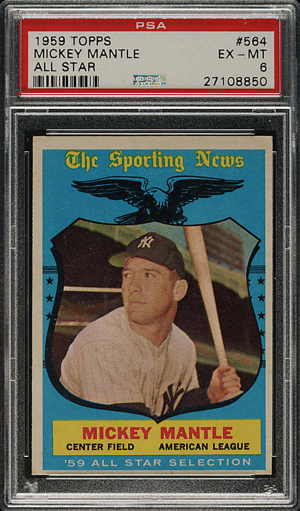 1959 Topps #564 Mickey Mantle All-Star PSA EX-MT 6