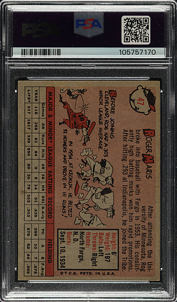 1958 Topps #47 Roger Maris Rookie PSA VG-EX 4