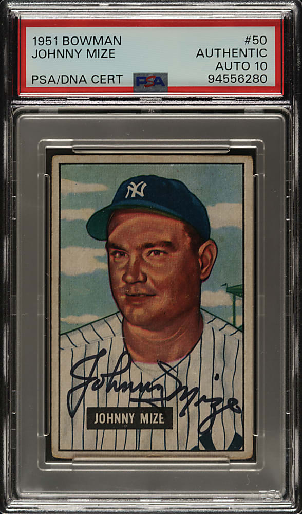 Signed 1951 Bowman #50 Johnny Mize PSA/DNA GEM MINT 10