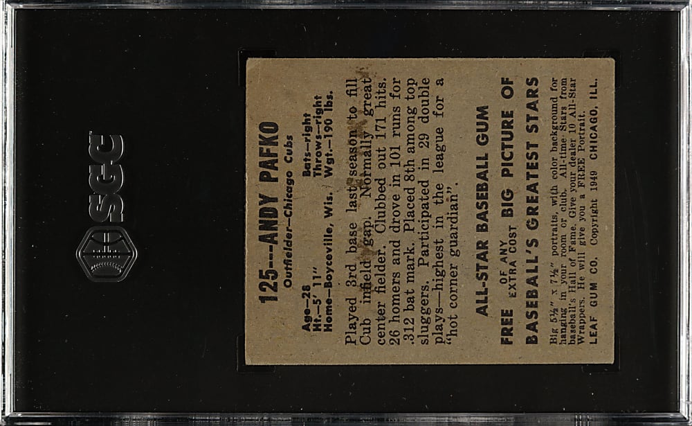 1948-1949 Leaf #125 Andy Pafko Rookie SGC VG/EX 4