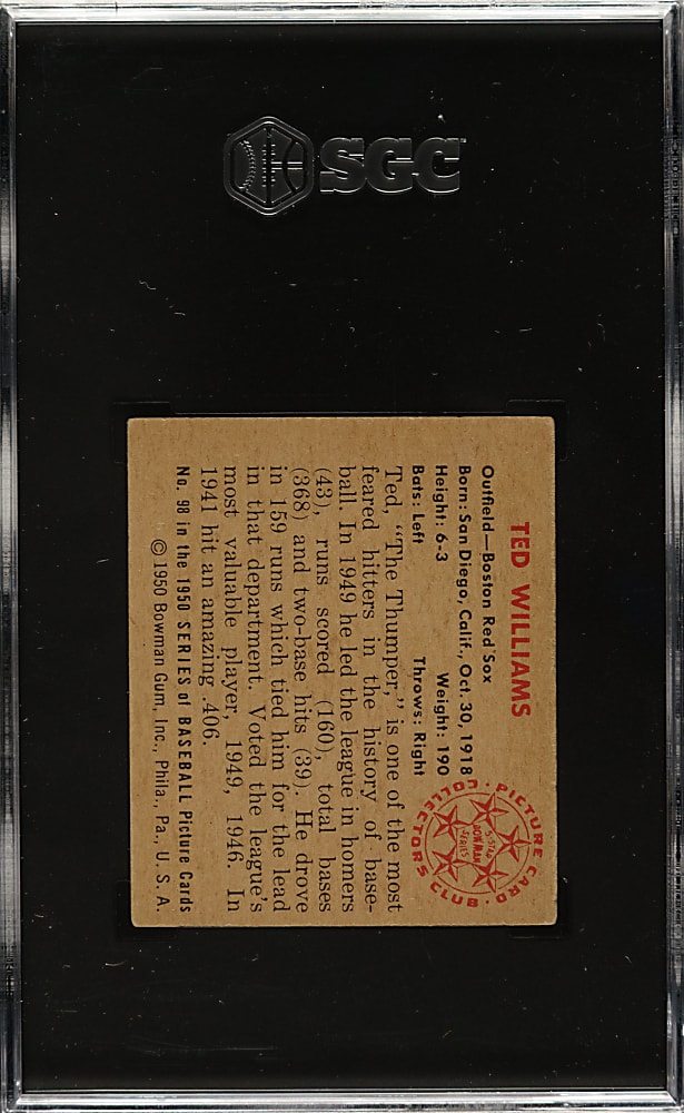 1950 Bowman #98 Ted Williams SGC FAIR 1.5