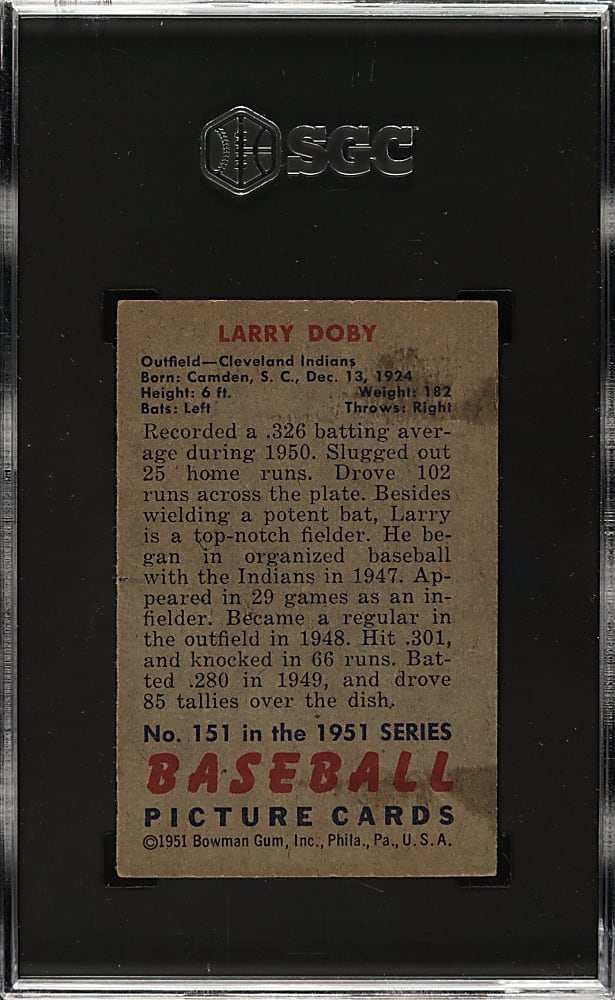 1951 Bowman #151 Larry Doby SGC EX/NM 6