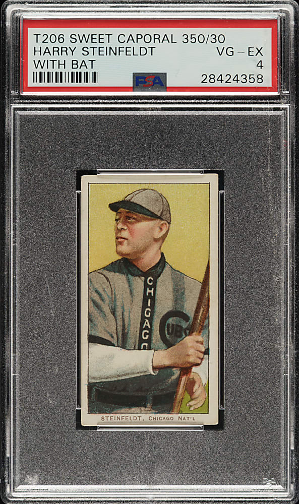1909-1911 T206 White Border Harry Steinfeldt with Bat PSA VG-EX 4