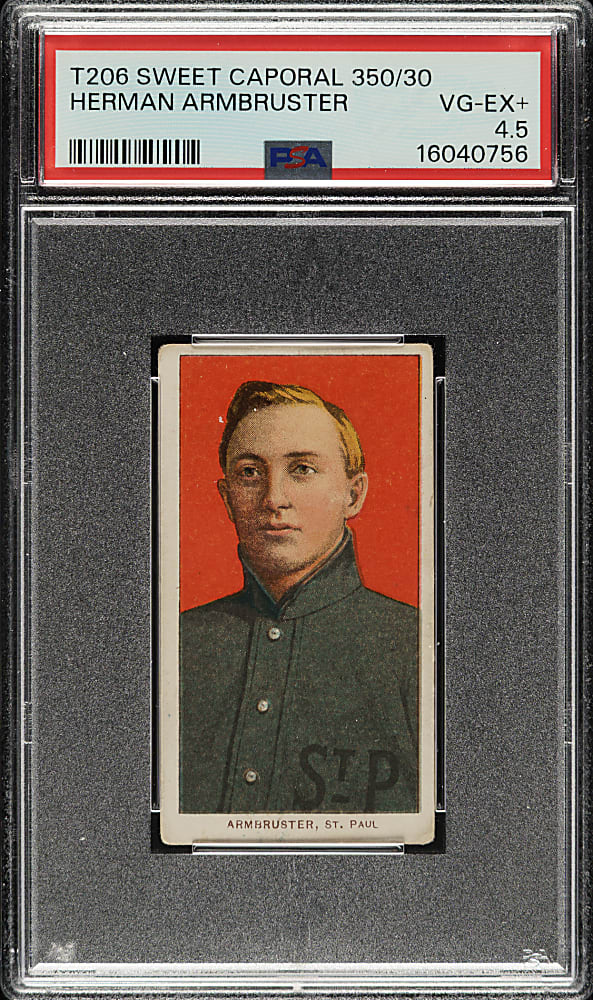 1909-1911 T206 White Border Herman Armbruster PSA VG-EX+ 4.5