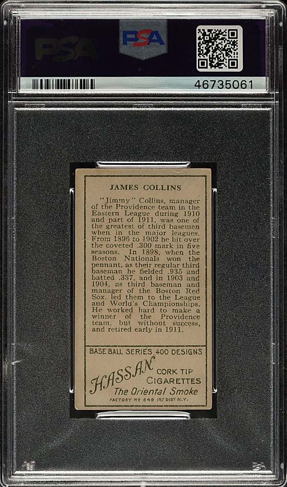 1911 T205 Gold Border Jimmy Collins Minor Leaguer PSA VG 3