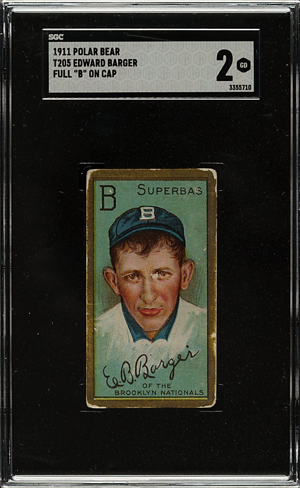 1911 T205 Gold Border E.B. Barger Full "B" on Cap SGC GOOD 2 - Polar Bear Back