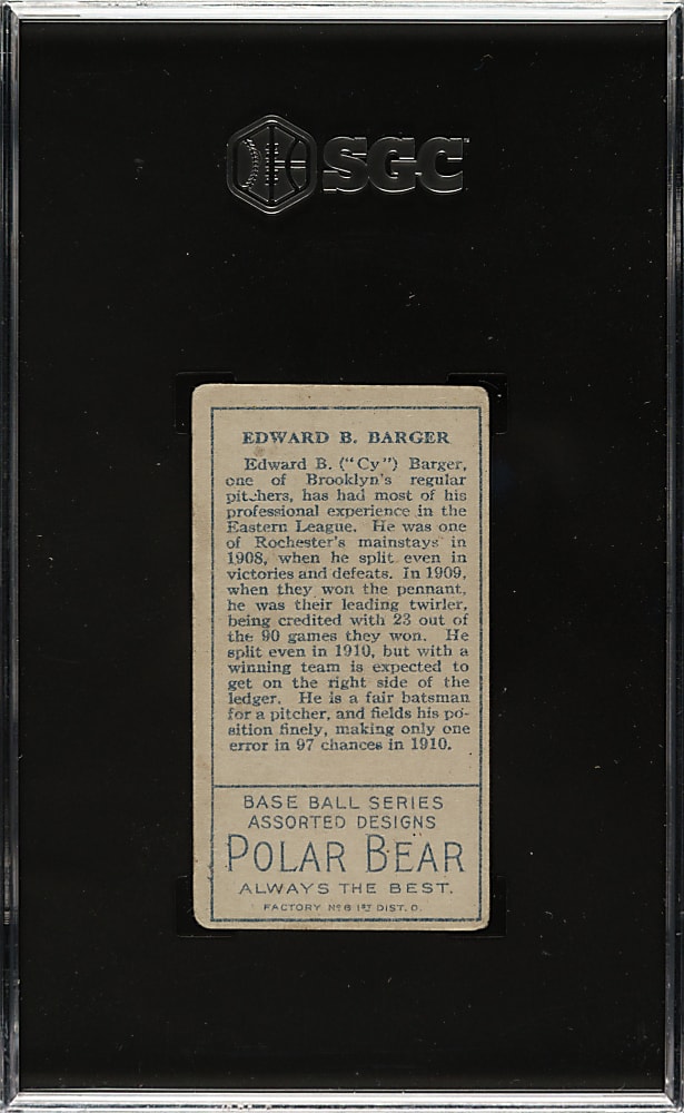 1911 T205 Gold Border E.B. Barger Full "B" on Cap SGC GOOD 2 - Polar Bear Back