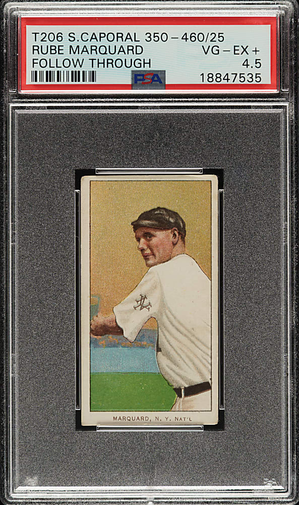 1909-1911 T206 White Border Rube Marquard Follow-Through PSA VG-EX+ 4.5
