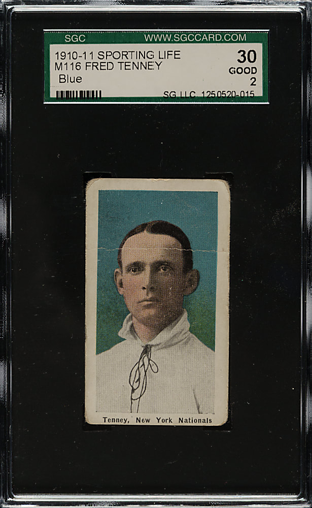 1910-1911 M116 Sporting Life Fred Tenney Blue Background SGC GOOD 30