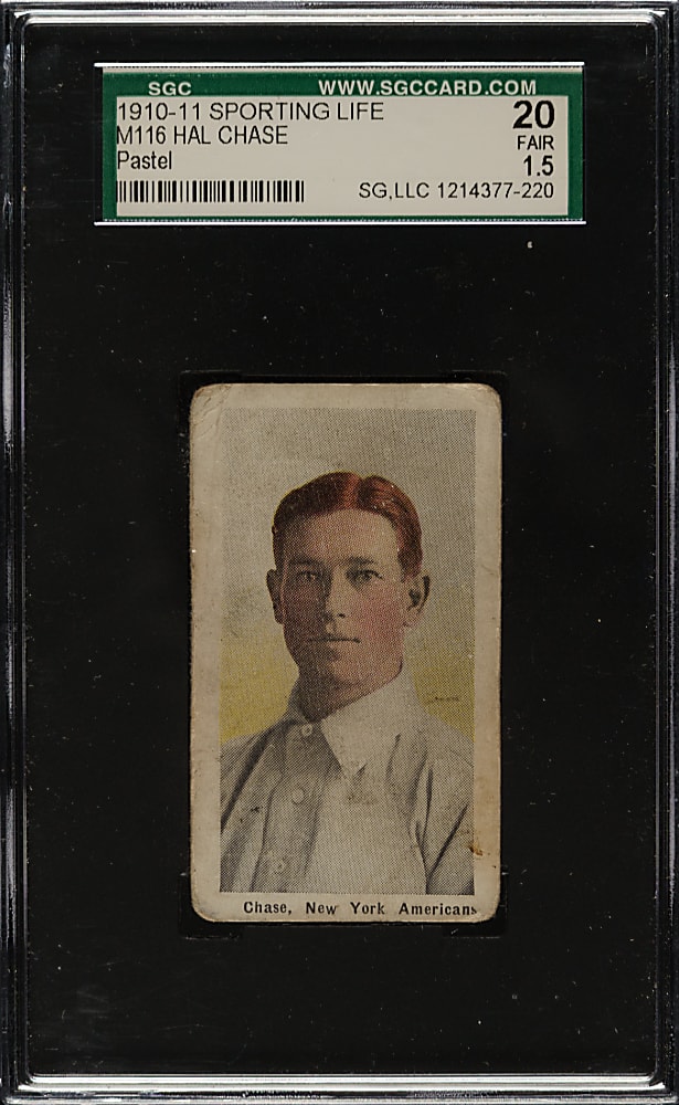 1910-1911 M116 Sporting Life Hal Chase Pastel Background SGC FAIR 20