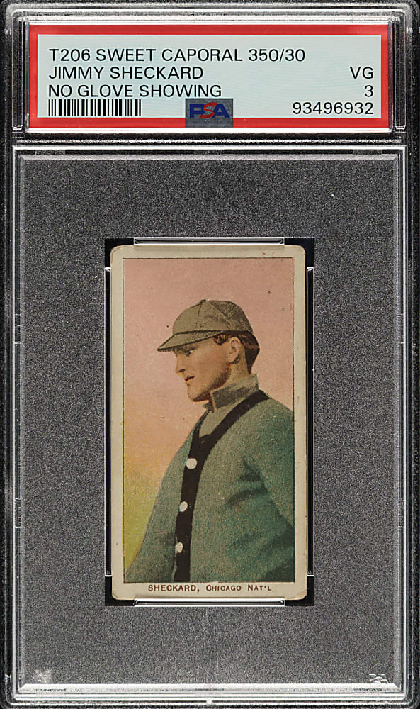 1909-1911 T206 White Border Jimmy Sheckard No Glove Showing PSA VG 3