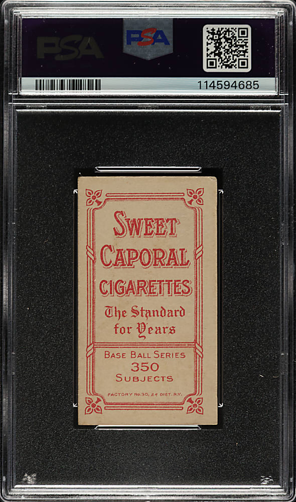 1909-1911 T206 White Border Heinie Wagner Bat On Right Shoulder PSA EX 5