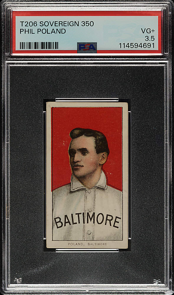 1909-1911 T206 White Border Phil Poland PSA VG+ 3.5 - Sovereign 350 Back