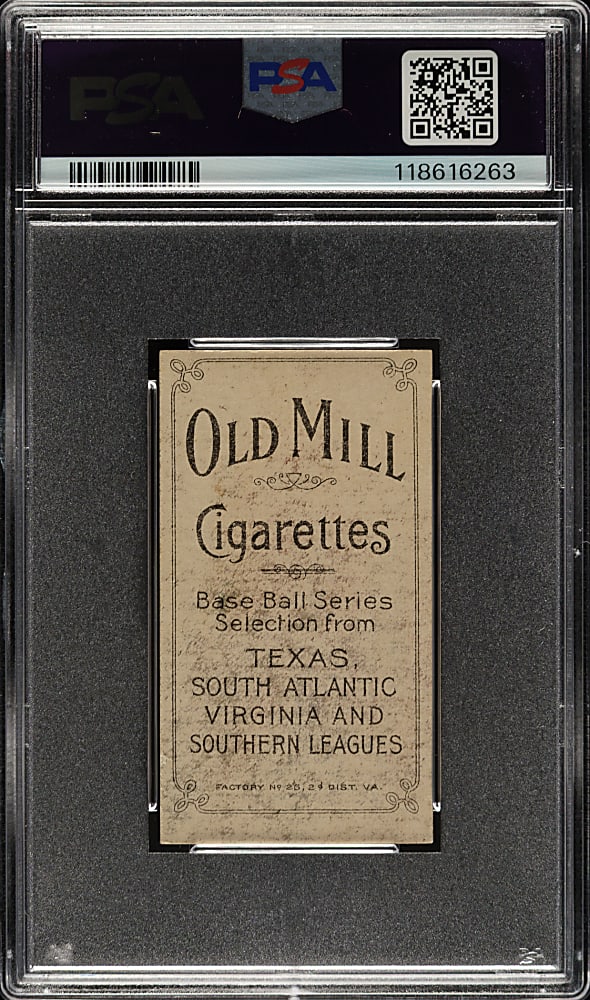 1909-1911 T206 White Border William Otey Southern Leaguer PSA VG 3 - Old Mill Back
