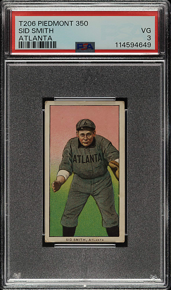 1909-1911 T206 White Border Sid Smith Southern Leaguer PSA VG 3