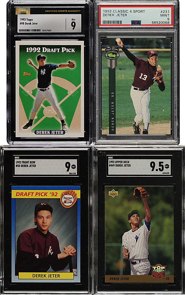 1992 to 1997 Topps, Upper Deck and Score Derek Jeter PSA-, SGC- and CSG-Graded Collection (16)