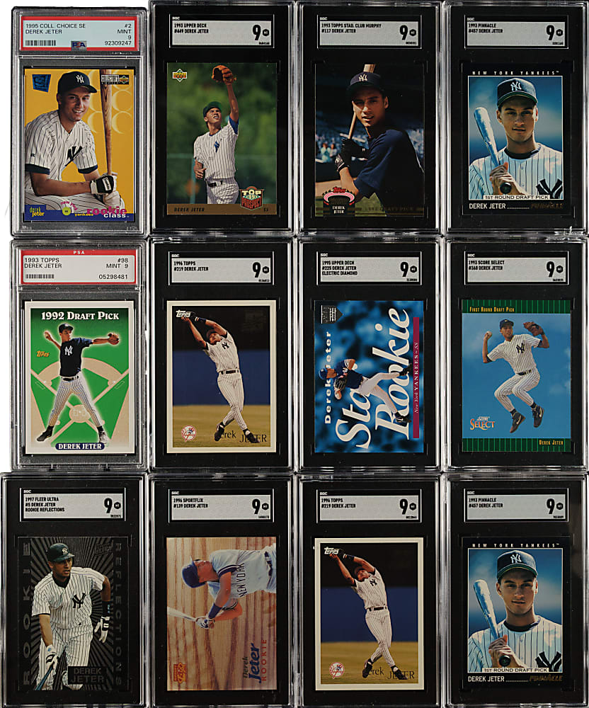 1992 to 1997 Topps, Upper Deck and Score Derek Jeter PSA-, SGC- and CSG-Graded Collection (16)