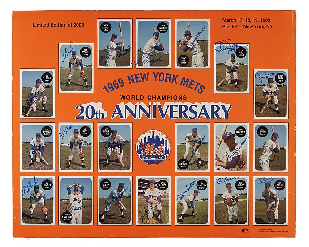 1969 New York Mets World Champions Multi-Signed Poster with Ed Kranepool and Jerry Koosman