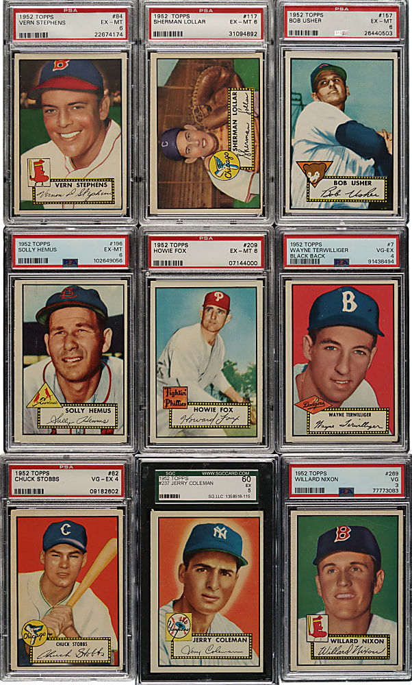 1952 Topps PSA- and SGC-Graded Collection (9)