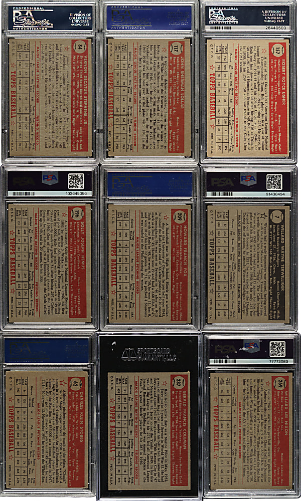 1952 Topps PSA- and SGC-Graded Collection (9)