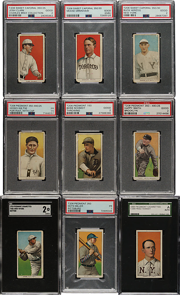 1909-1911 T206 White Border PSA- and SGC-Graded Collection (9)