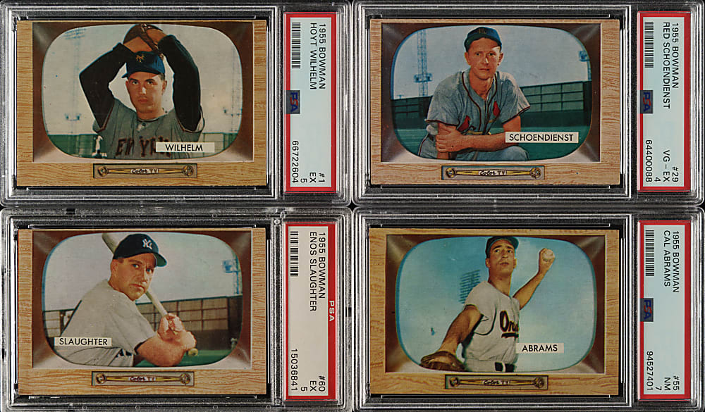 1955 Bowman PSA-Graded Collection (20) Including Hoyt Wilhelm, Enos Slaughter and Red Schoendienst