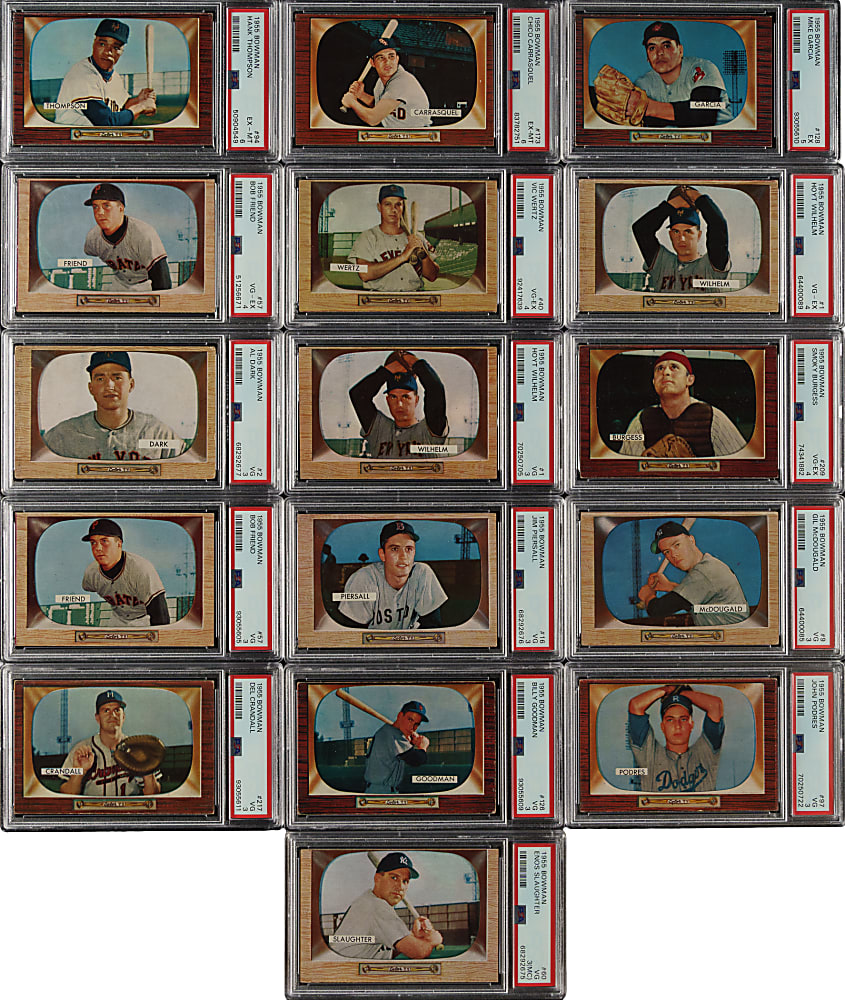 1955 Bowman PSA-Graded Collection (20) Including Hoyt Wilhelm, Enos Slaughter and Red Schoendienst