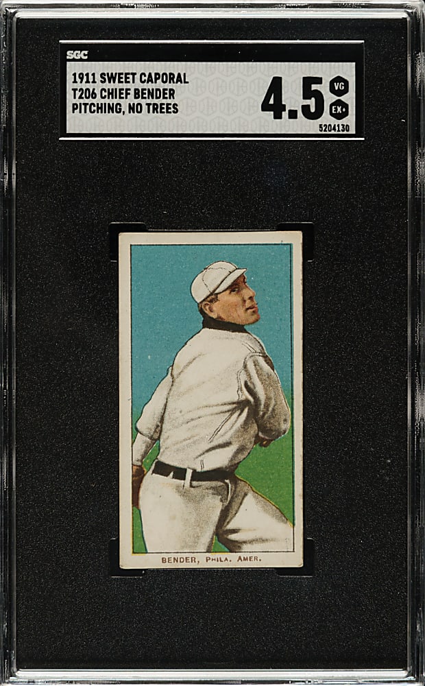 1909-1911 T206 White Border Chief Bender Pitching, No Trees in Background SGC VG/EX+ 4.5