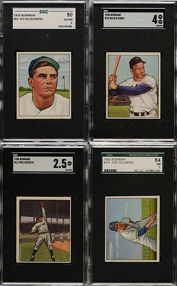 1950 Bowman SGC-, PSA- and BVG-Graded Collection (10) Including Phil Rizzuto and Ralph Kiner