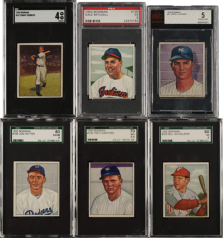 1950 Bowman SGC-, PSA- and BVG-Graded Collection (10) Including Phil Rizzuto and Ralph Kiner