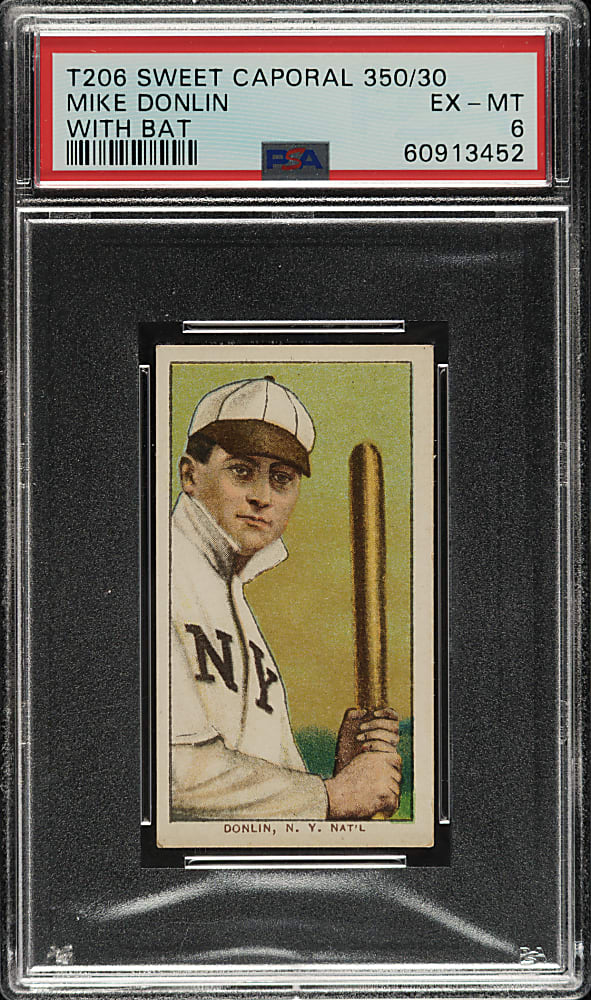 1909-1911 T206 White Border Mike Donlin with Bat PSA EX-MT 6